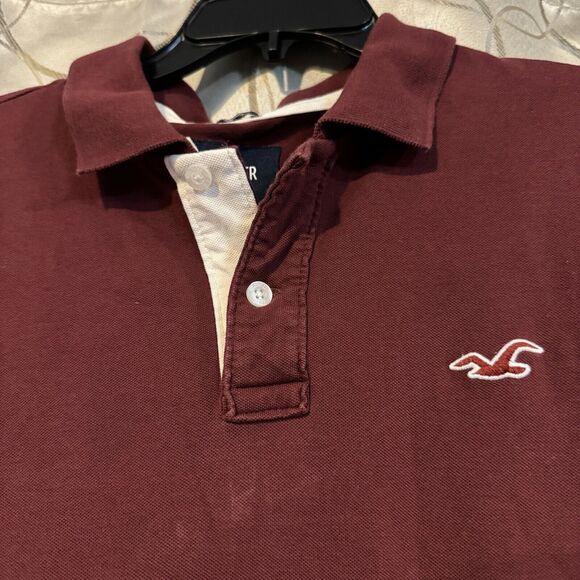 Hollister Epic Flex Stretch XL Red Polo Collar Button Short Sleeve Shirt Golf - Picture 2 of 6